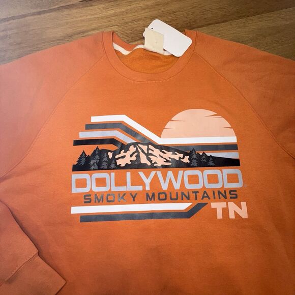 NWT Dollywood Sweatshirt Dolly Parton Large Crewneck Orange Smoky Mountains New - Picture 7 of 11